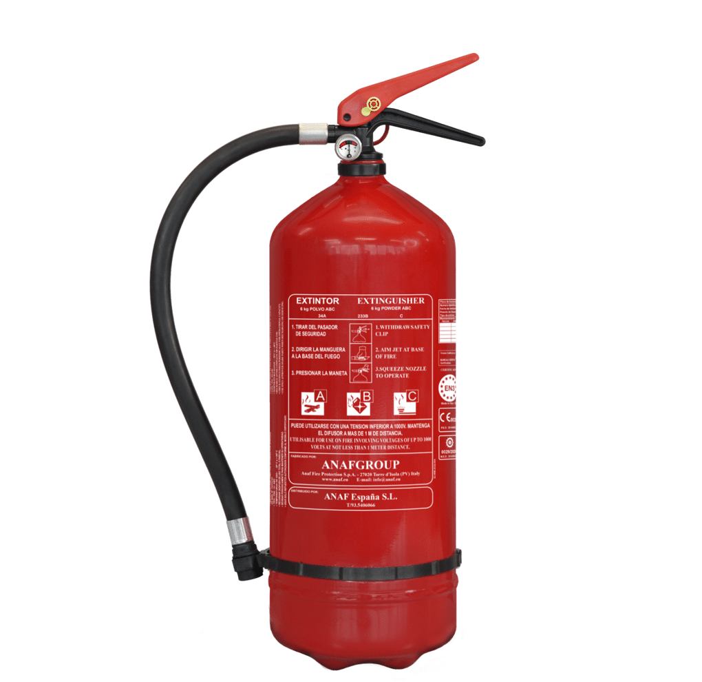 Resistencia Adelante Desnudo Extintor de Polvo de 6 kg ABC Alta Eficacia - PS6-HJ Anaf - con Cert.  Marina < Protectionic